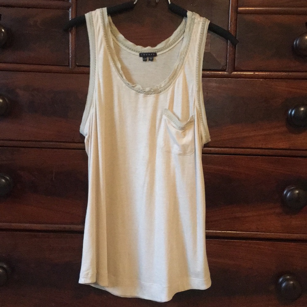 Theory tank with gold chain detail.
